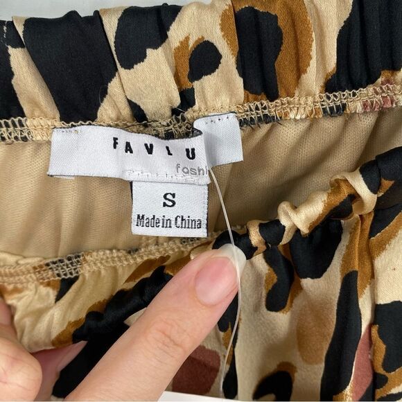 Favlux Women’s Elastic Waist Animal Print Wrap Front Flowy Loose Pants size S - Picture 3 of 4